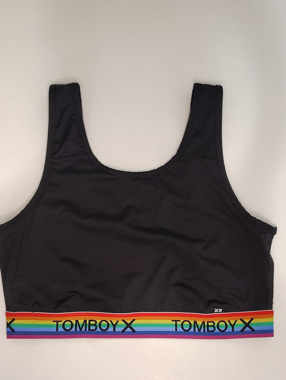 TomboyX Black Sports Bra with Rainbow Band